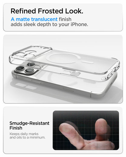 ACS10039 - iPhone 18 Pro Max / iPhone 17 Pro Max Ultra Hybrid (MagFit) in Frost White showing a matte translucent finish designed to resist smudges and maintain a refined appearance