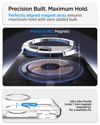 ACS10039 - iPhone 18 Pro Max / iPhone 17 Pro Max Ultra Hybrid (MagFit) in Frost White showing a precisely aligned magnetic array with an ultra-slim profile for a strong and seamless hold
