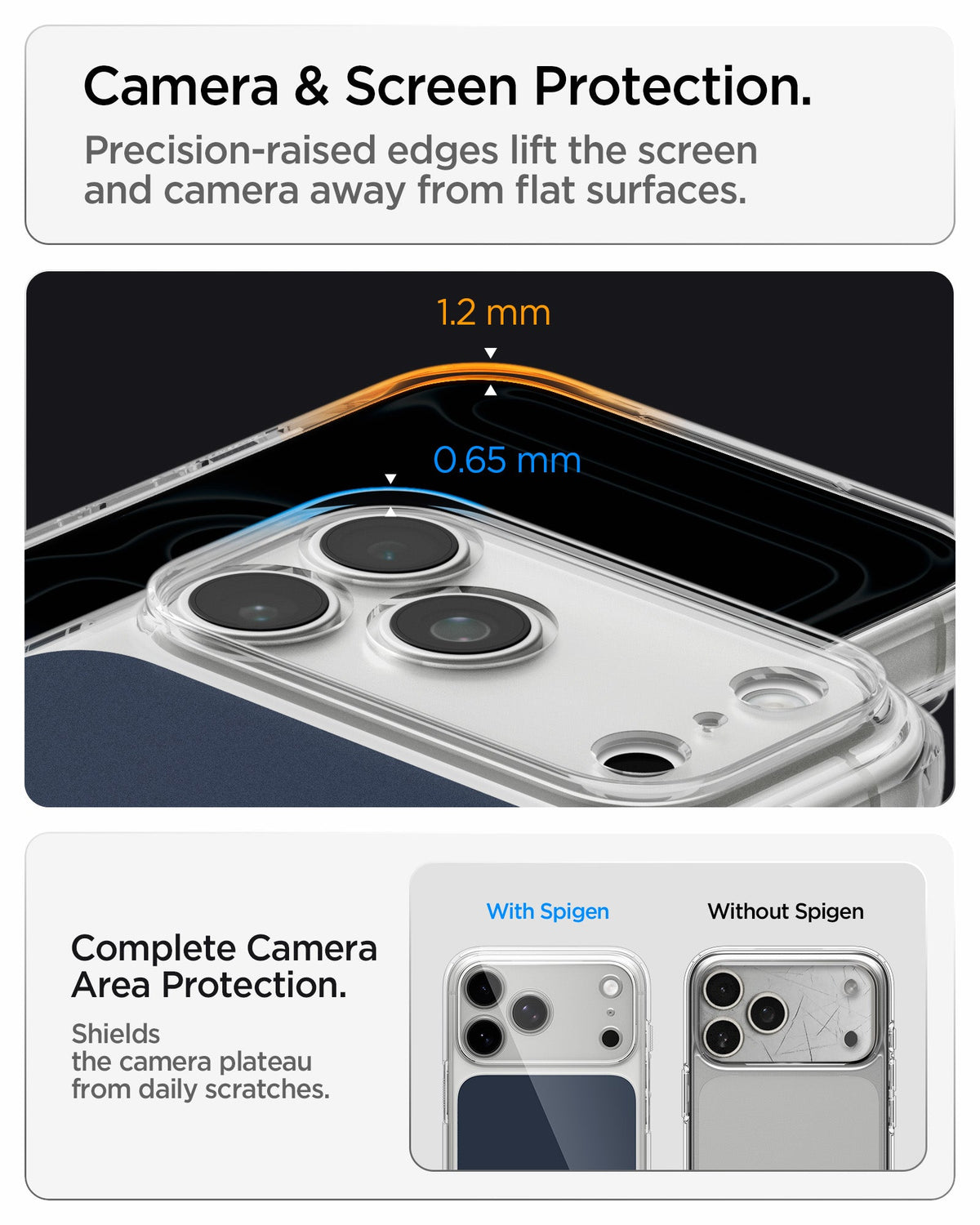 ACS10467 - iPhone 17 Pro Max Ultra Hybrid T (MagFit) in Matte Blue showing raised edges around the screen and camera area for added protection against scratches and surface contact