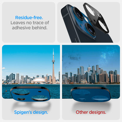 AGL05274 - iPhone 14 / 14 Plus Optik Lens Protector in black residue free. leaves no trace of adhesive behind.