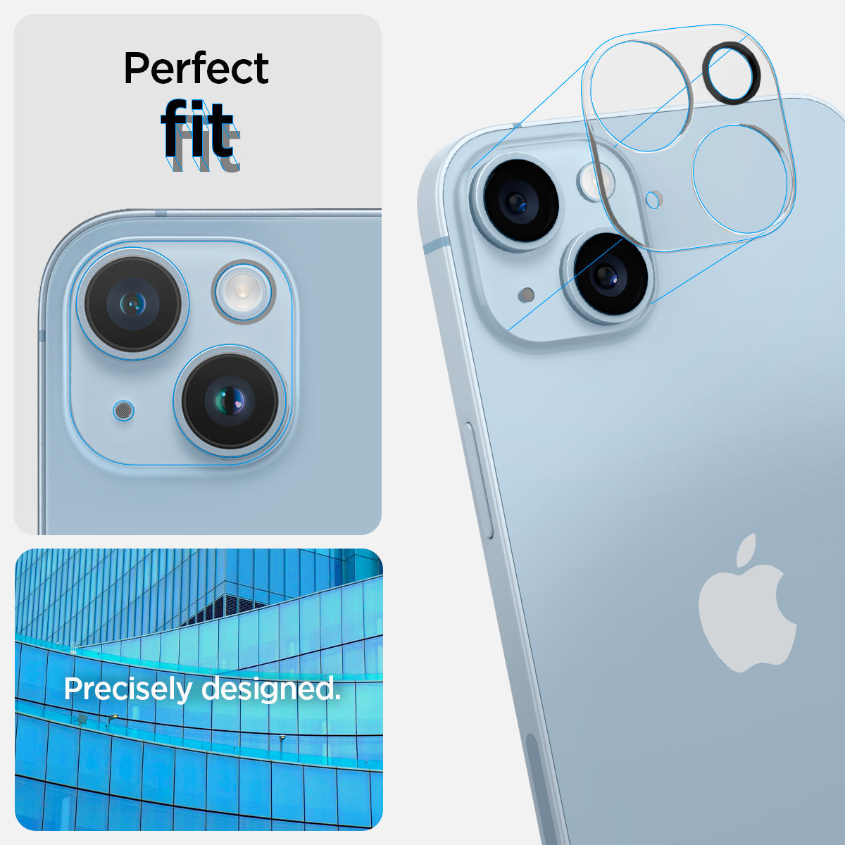 AGL05762 - iPhone 14 / 14 Plus Optik Lens Protector in crystal clear showing the perfect fit. Precisely designed.