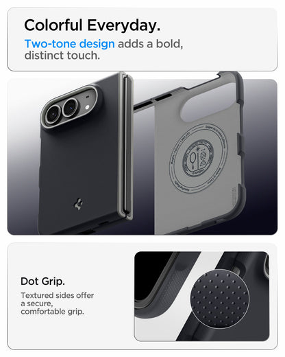 ACS11687 - iPhone Duo Nano Pop (Mag Fit) in Black Sesame showing a two-tone case design with textured dot grip along the sides for a secure hold