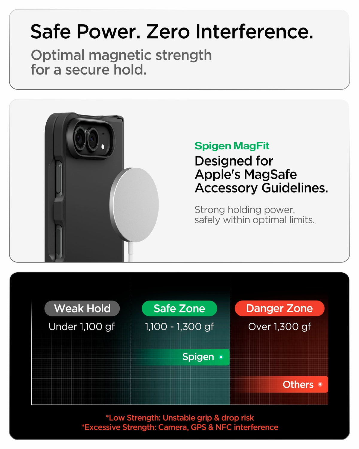 ACS11690 - iPhone Duo Tough Armor Pro (Mag Fit) in Black showing optimized magnetic strength for a secure hold with reduced interference