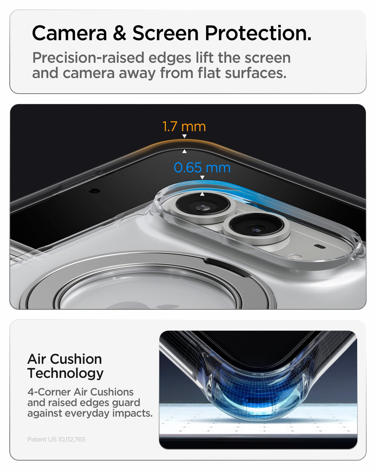 ACS11782 - iPhone Duo Ultra Hybrid Pro S (Mag Fit) showing raised screen and camera edges with reinforced corner cushioning