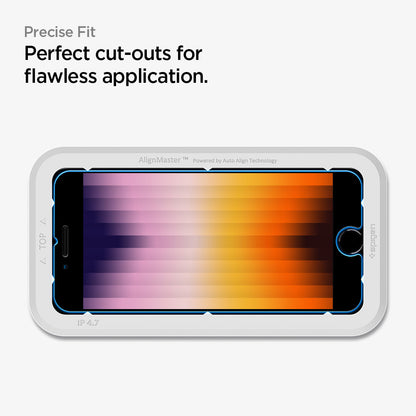 AGL01867 - iPhone SE Series Alignmaster Full Cover Screen Protector showing the precise fit. Perfect cut-outs for flawless application