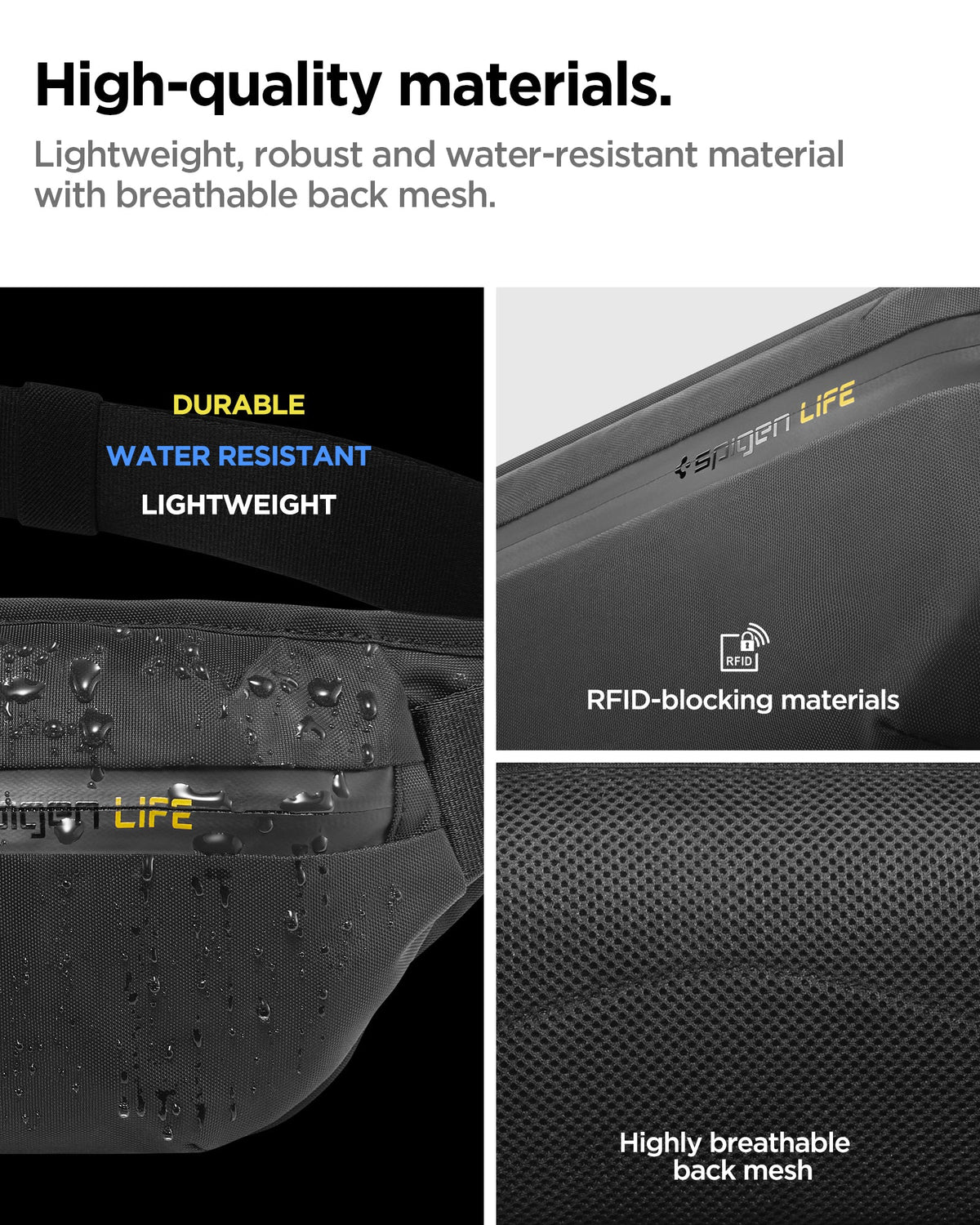 AFA07543 - Waist Band KD411 in Black showing the high quality materials of bag