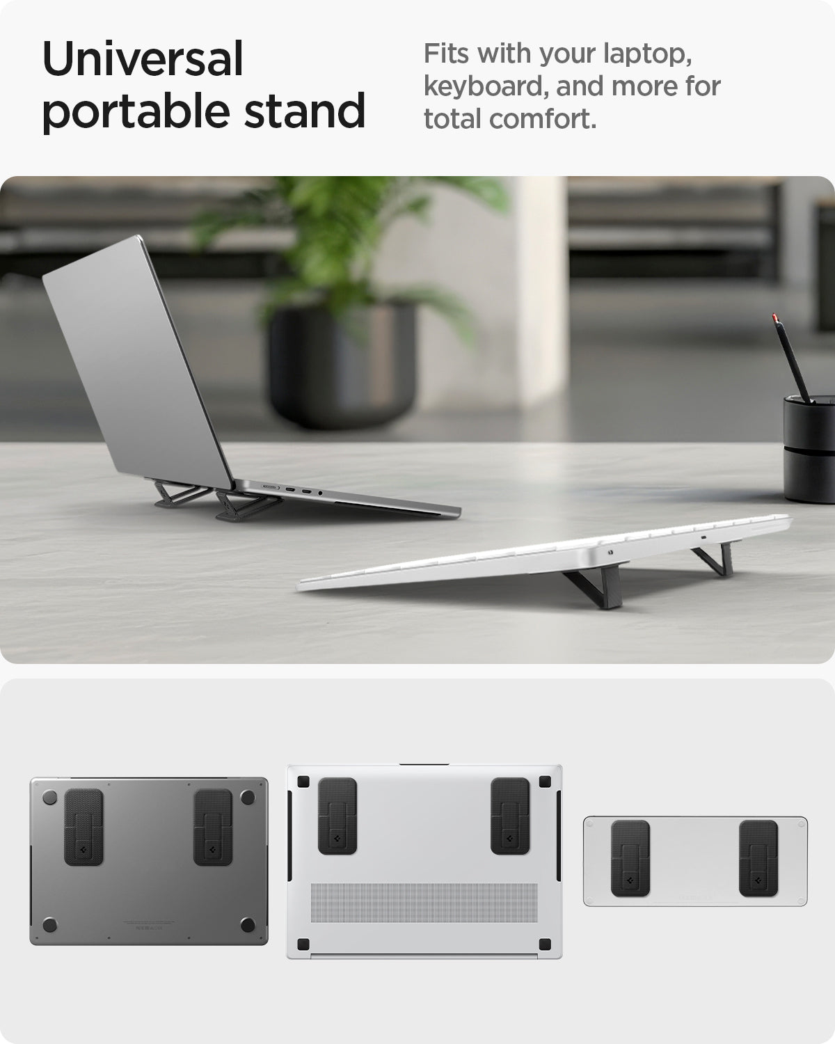 AMP10402 - Slim Fold Laptop Stand | LD201-S2 showing universal portable stand.