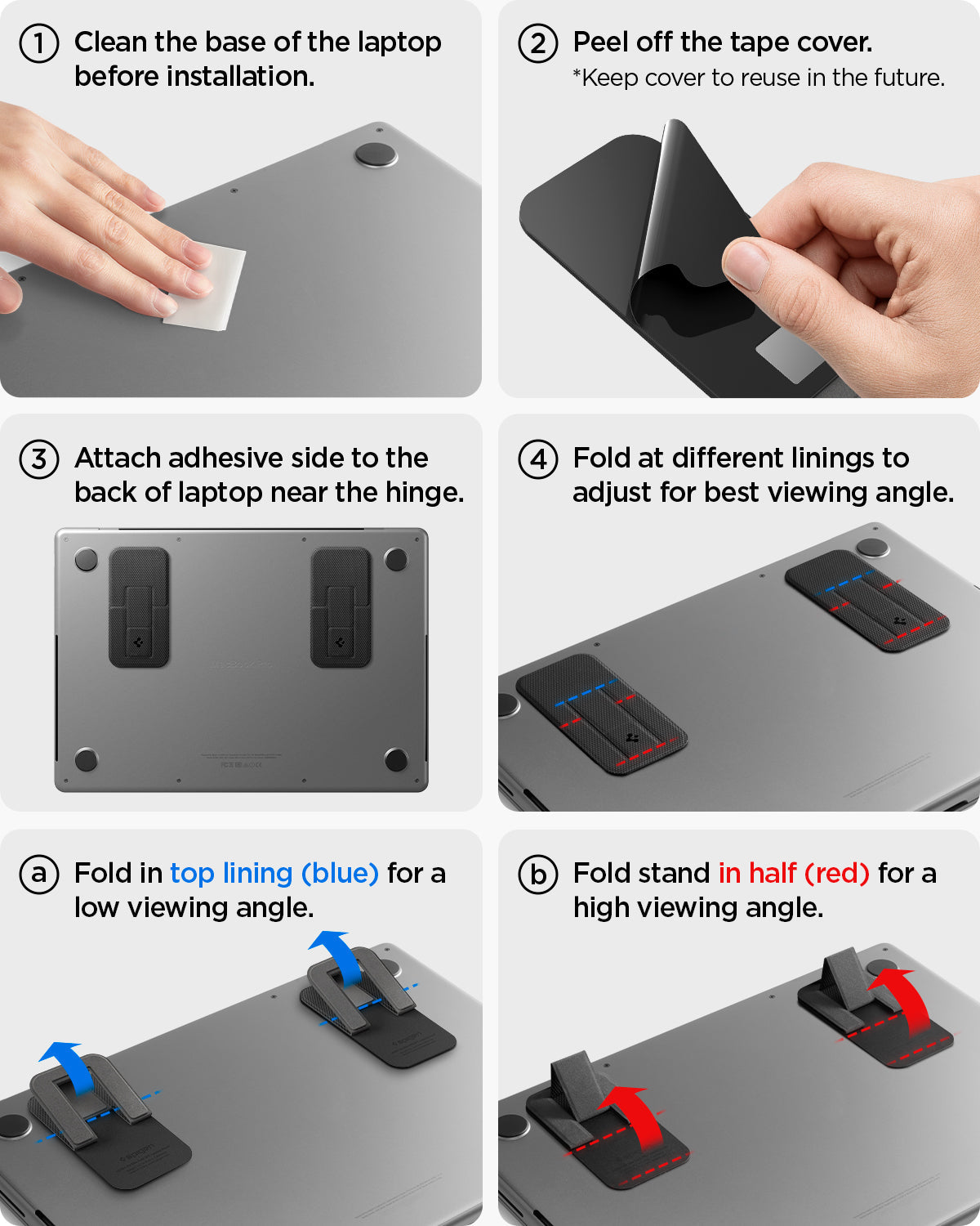 AMP10402 - Slim Fold Laptop Stand | LD201-S2 showing the installation instructions