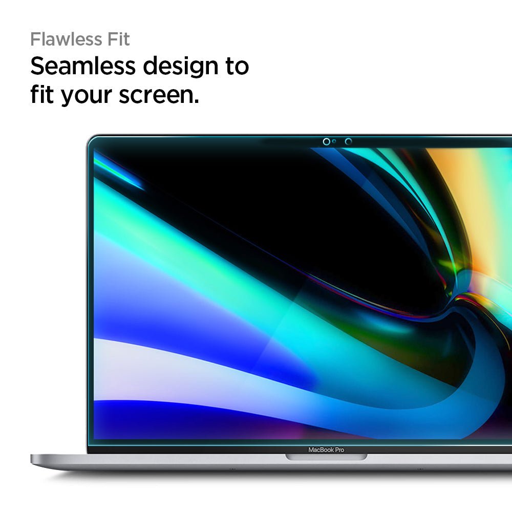 AGL00673 - MacBook Pro 16-inch (2020) GLAS.tR SLIM in Clear showing the flawless fit. Seamless design to fit your screen