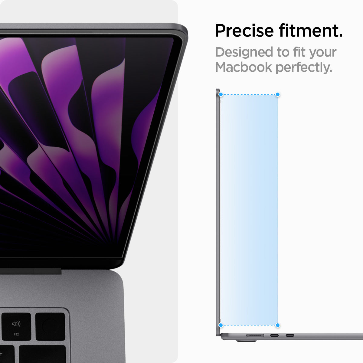 AFL06951 - Macbook Air 15" Screen Protector Safe View showing the precise fitment. Designed to fit your Macbook perfectly