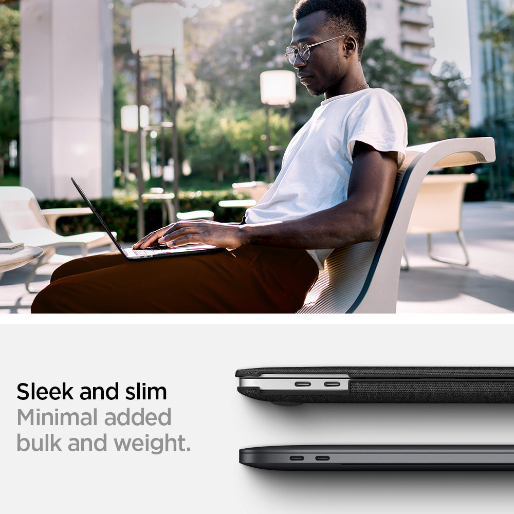 070CS25965 - MacBook Pro 13-inch Case Thin Fit in Black showing the sleek and slim design. Minimal added bulk and weight