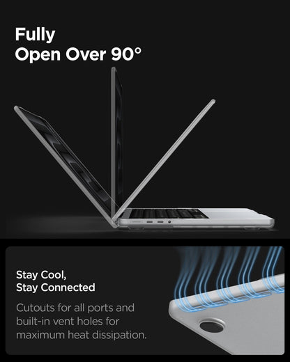 ACS11528 - MacBook Pro 14-inch Air Skin in Frost Clear showing fully open over 90 degree