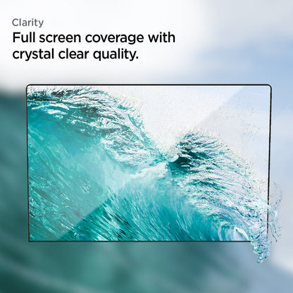 AGL04234 - MacBook Pro 14-inch (2023) GLAS.tR SLIM in Clear showing the clarity. Full screen coverage with crystal clear quality