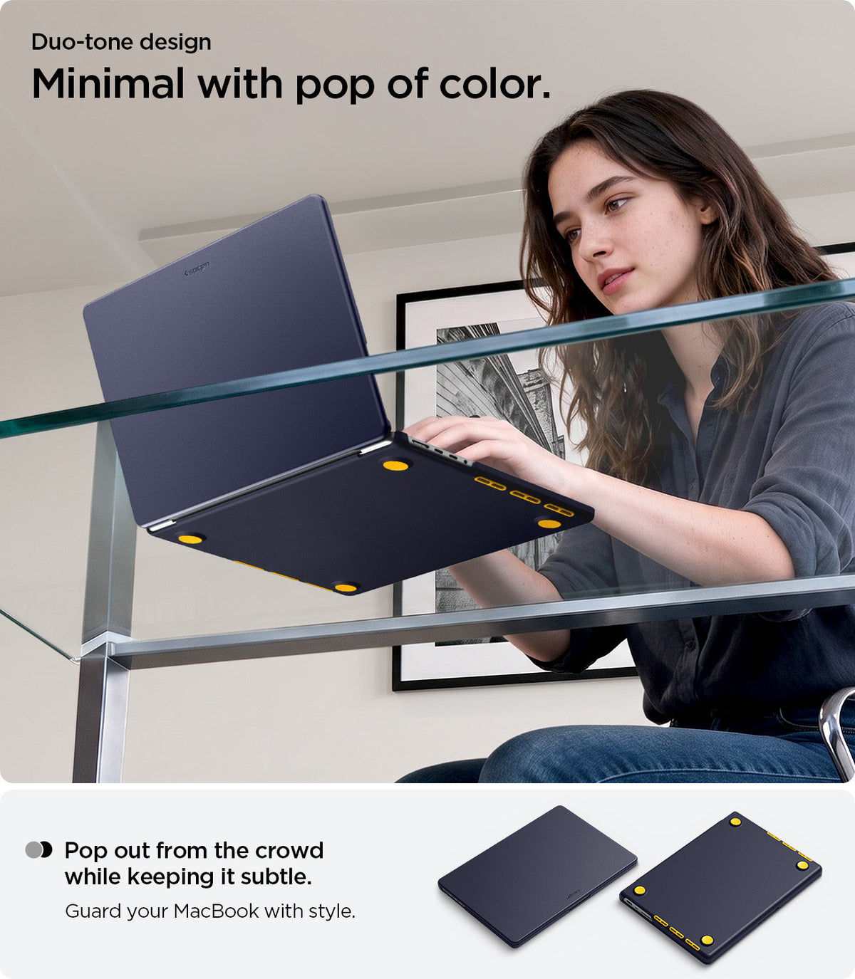 ACS11274 - MacBook Pro 16-inch Nano Pop Blueberry Navy showing a minimal duo tone design with a subtle pop of color