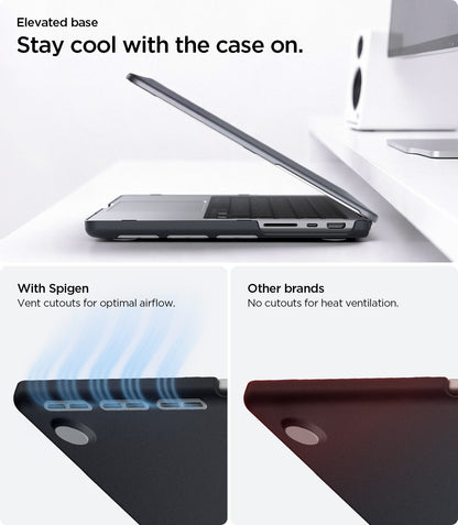 ACS11272 - MacBook Pro 14-inch Nano Pop Black Sesame showing an elevated base with vent cutouts for optimal airflow