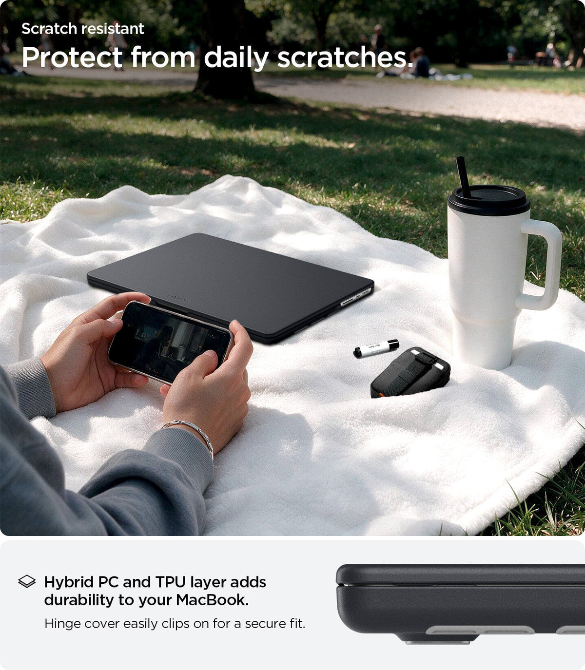 ACS11275 - MacBook Pro 16-inch Nano Pop Black Sesame showing hybrid PC and TPU construction for daily scratch protection
