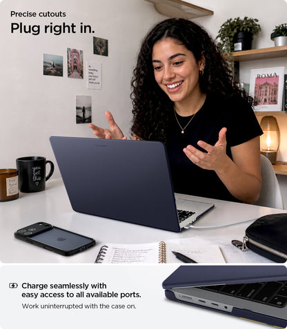 ACS11271 - MacBook Pro 14-inch Nano Pop Blueberry Navy showing precise cutouts for easy access to all available ports