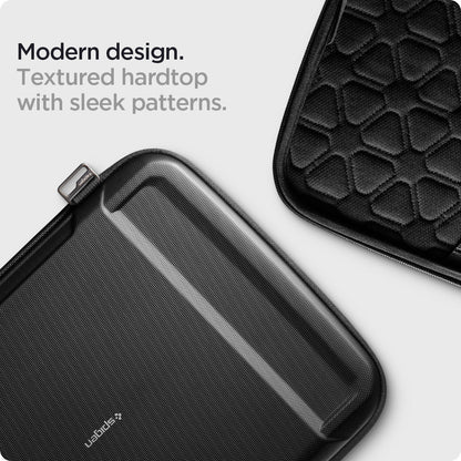 AFA04271 - MacBook Pro Series Rugged Armor Pro Pouch in black showing the modern design. Textured hardtop with sleek patterns