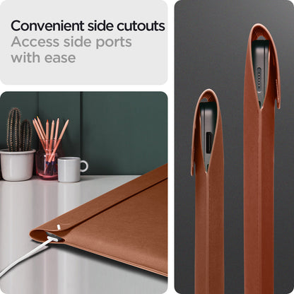 AFA06422 - Spigen Valentinus MacBook Sleeve side cutout design allowing easy access to laptop charging and ports