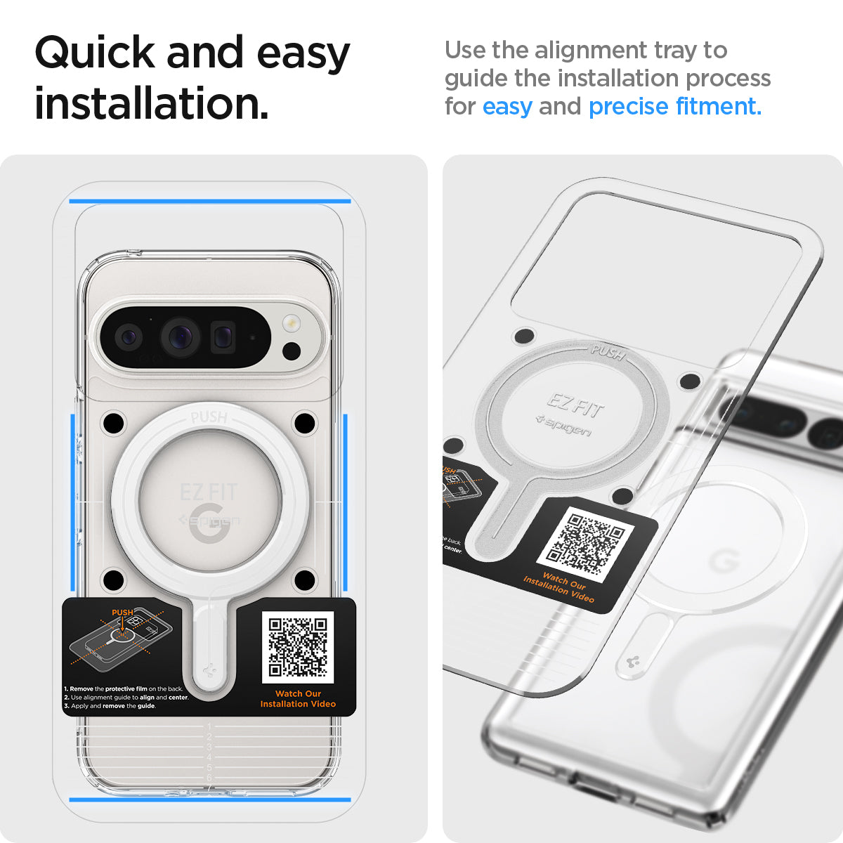 ACP08346 - Magnet Ring Plate (MagFit) in White showing the quick and easy installation. use the alignment tray to guide the installation process for easy and precise fitment