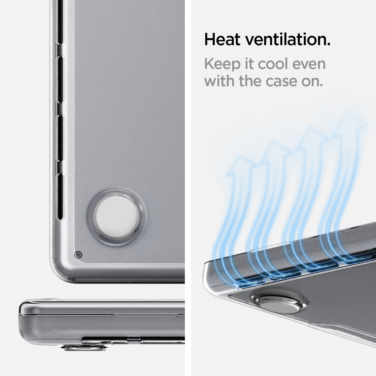 ACS04212 - MacBook Pro 14" Case Thin Fit in crystal clear showing the heat ventilation. Keep it cool even with the case on.
