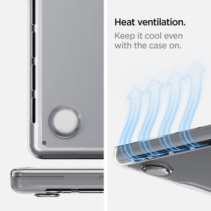 ACS04212 - MacBook Pro 14" Case Thin Fit in crystal clear showing the heat ventilation. Keep it cool even with the case on.
