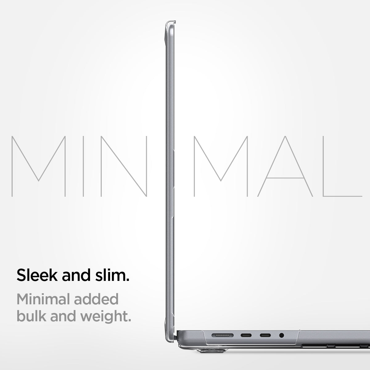 ACS04212 - MacBook Pro 14" Case Thin Fit in crystal clear showing the sleek and slim design. Minimal added bulk and weight