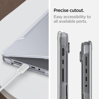 ACS04212 - MacBook Pro 14" Case Thin Fit in crystal clear showing the precise cutout. Easy accessibility to all available ports