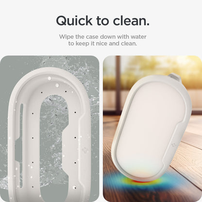 ACS07974 - Google TV Streamer Mount (4K) Silicone Fit in Porcelain showing the quick to clean. Wipe the case down with water to keep it nice and clean