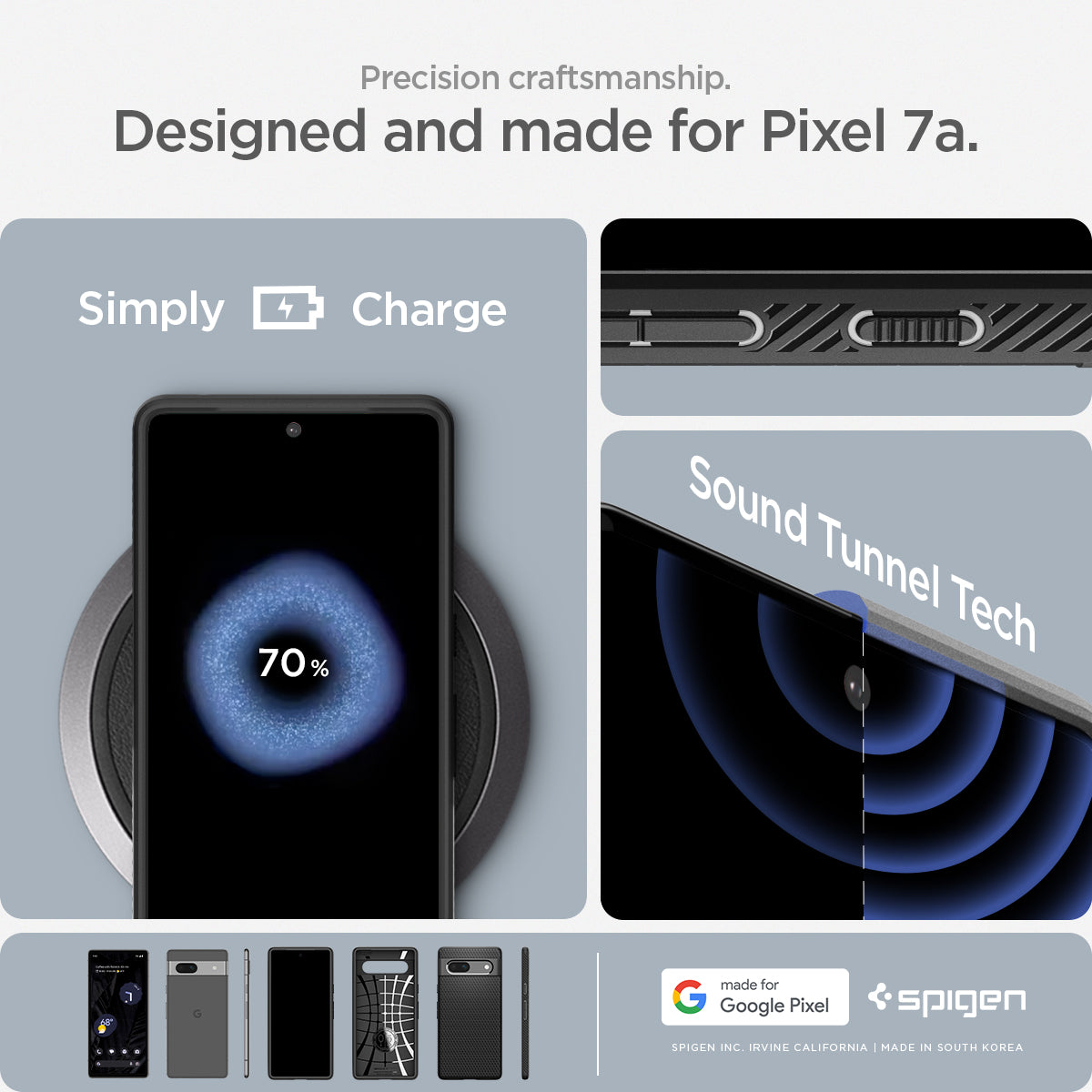 ACS05815 - Pixel 7a Case Liquid Air in matte black precision craftsmanship designed and made for pixel 7a.