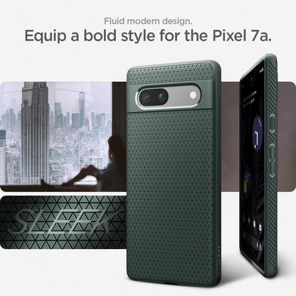 ACS06094 - Pixel 7a Case Liquid Air in abyss green fluid modern design. Equip a bold style for the pixel 7a.