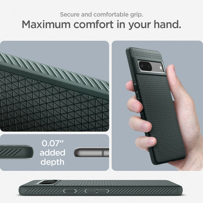 ACS06094 - Pixel 7a Case Liquid Air in abyss green secure and comfortable grip. Maximum comfort in your hand.
