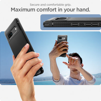 ACS05816 - Pixel 7a Case Rugged Armor in matte black secure and comfortable grip. maximum comfort in your hand.