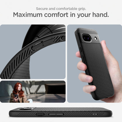 ACS07257 - Pixel 8a Case Liquid Air in Matte Black secure and comfortable grip. Maximum comfort in your hand.