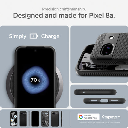 ACS07257 - Pixel 8a Case Liquid Air in Matte Black precise craftsmanship designed and made for pixel 8a. made for google.