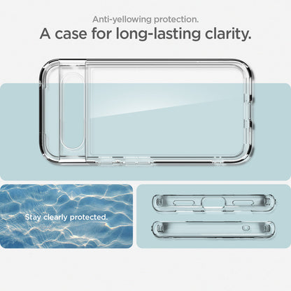 ACS07260 - Pixel 8a Case Ultra Hybrid in Crystal Clear anti yellowing protection. a case for long lasting clarity.