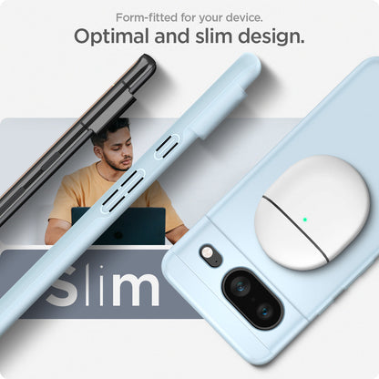 ACS06290 - Pixel 8 Case Thin Fit in mute blue form fitted for your device. Optimal and slim design.