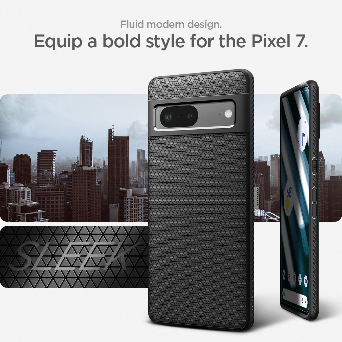 ACS04696 - Pixel 7 Case Liquid Air in matte black fluid modern design. Equip a bold style for the pixel 7.
