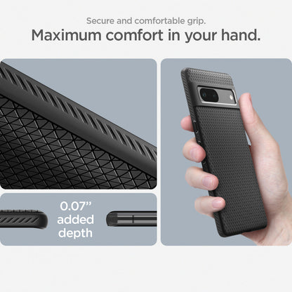 ACS04696 - Pixel 7 Case Liquid Air in matte black secure and comfortable grip. Maximum comfort in your hand.