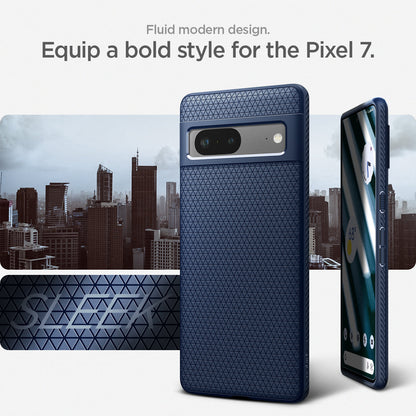 ACS04697 - Pixel 7 Case Liquid Air in navy blue fluid modern design. Equip a bold style for the pixel 7.