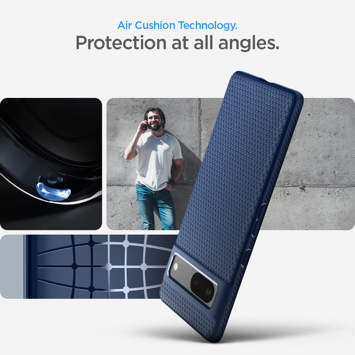 ACS04697 - Pixel 7 Case Liquid Air in navy blue aircushion technology. protection at all angles.