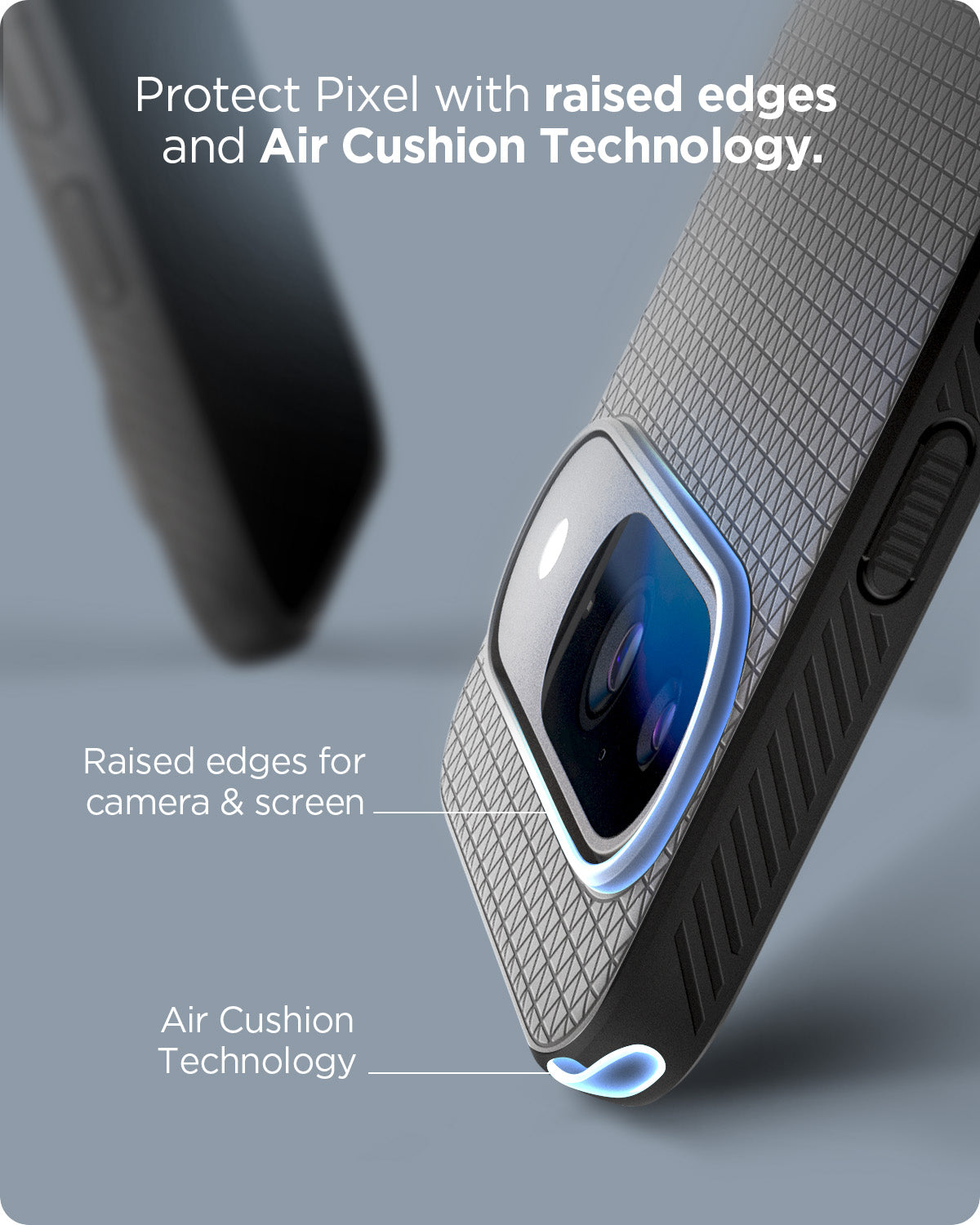 ACS07684 - Pixel 9 Pro Case Liquid Air in Marble Gray protect pixel with raised edges and Air cushion technology. Raised edges for camera and screen. Air cushion technology.