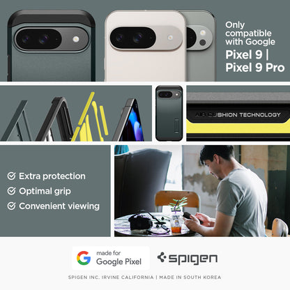 ACS07694 - Pixel 9 Pro Case Tough Armor in Abyss Green only compatible with Google Pixel 9, 9 pro. Extra protection, Optimal grip, Convenient viewing.