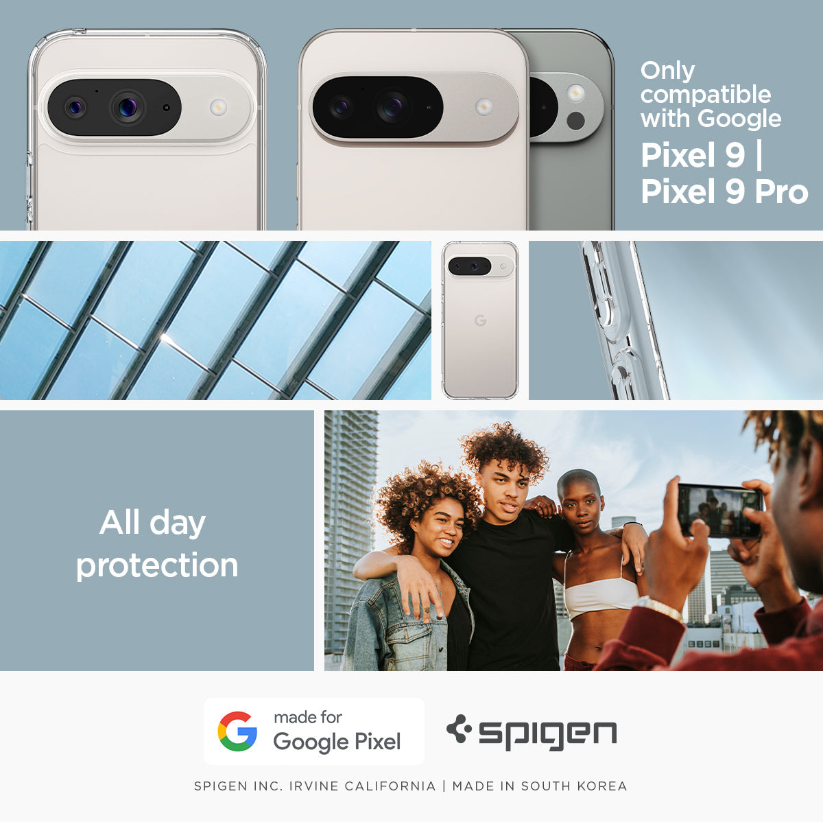 ACS07687 - Pixel 9 Pro Case Ultra Hybrid in Crystal Clear only compatible Pixel 9, Pixel 9 pro. All day protection