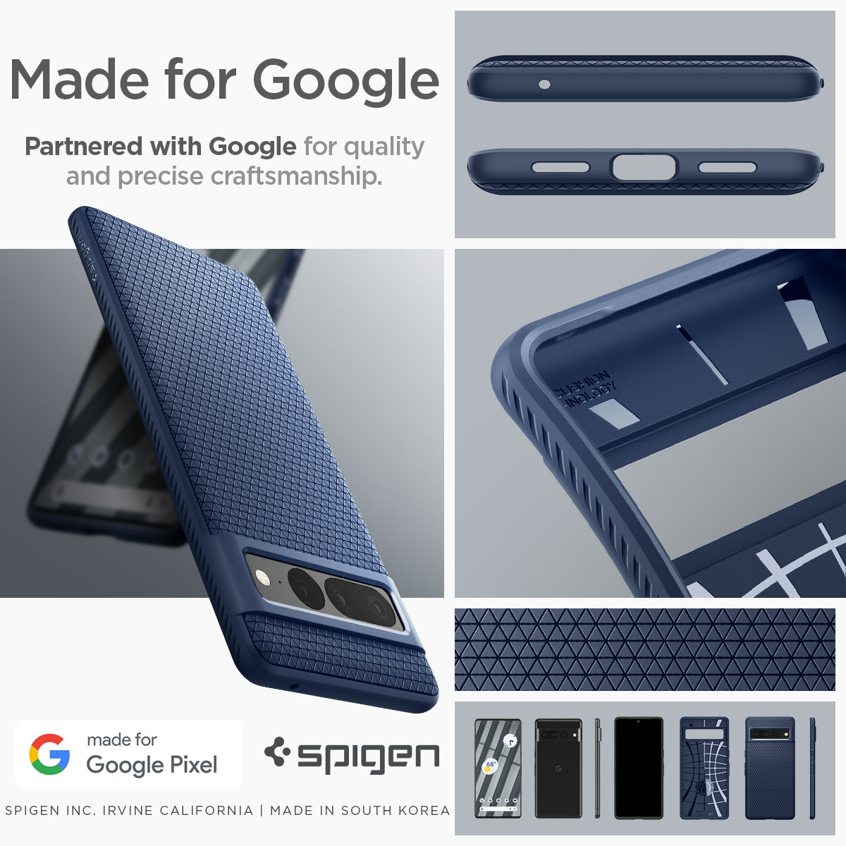 ACS04724 - Pixel 7 Pro Case Liquid Air in navy blue made for google partnered with google for quality and precise craftsmanship.