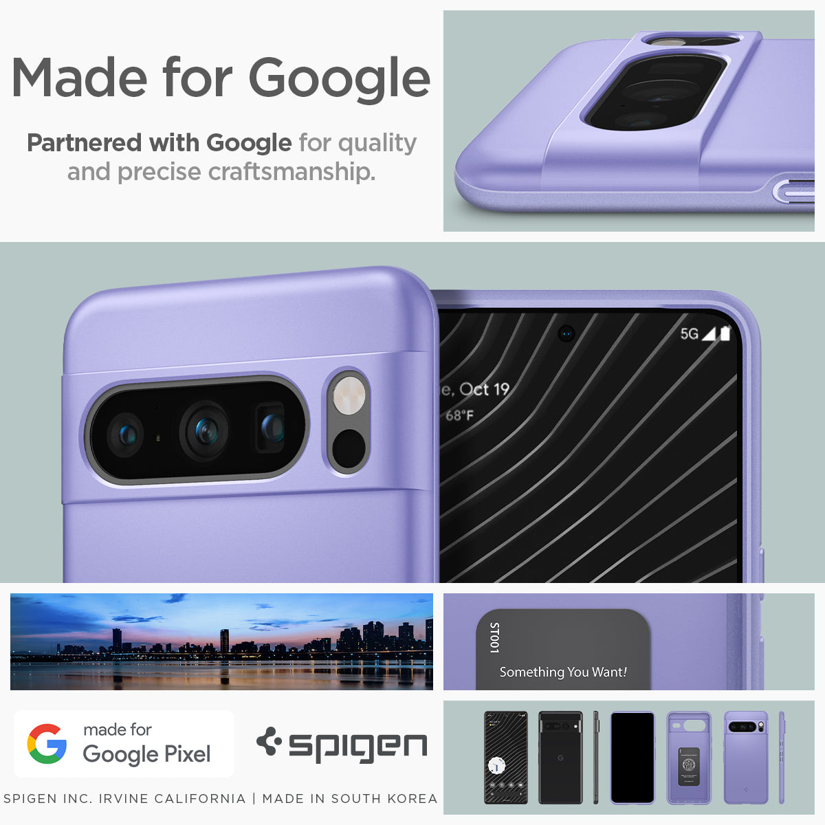 ACS06329 - Pixel 8 Pro Case Thin Fit in awesome violet made for google partnered with google for quality and precise craftsmanship.