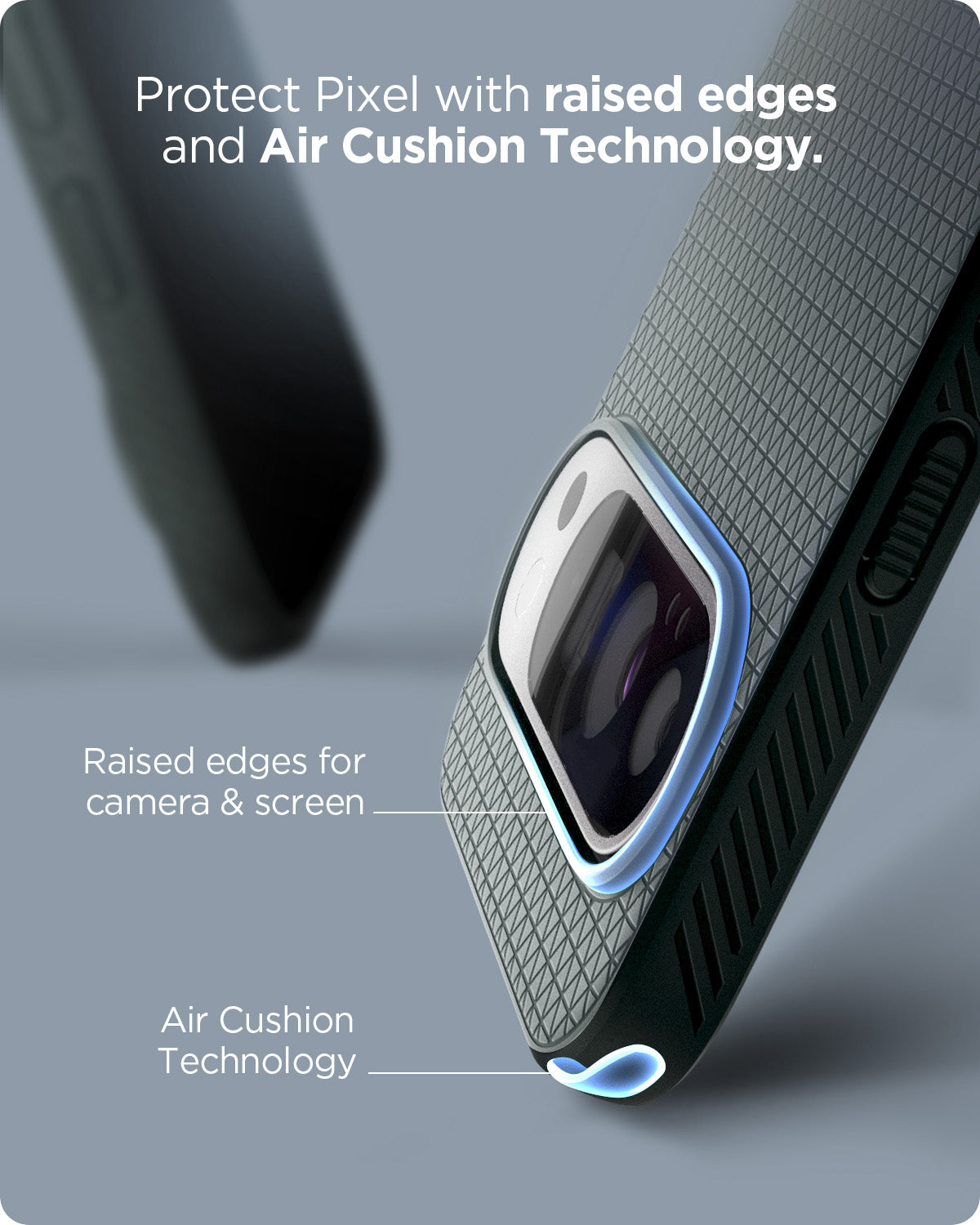 ACS07717 - Pixel 9 Pro XL Case Liquid Air in Abyss Green protect pixel with raised edges and Air cushion technology. Raised edges for camera and screen. Air cushion technology.