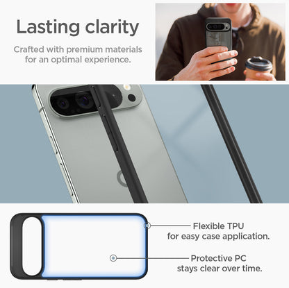 ACS07724 - Pixel 9 Pro XL Case Ultra Hybrid in Matte Black Lasting clarity crafted with premium materials for an optimal experience. Flexible TPU for easy case application. Protective PC stays clear over time.
