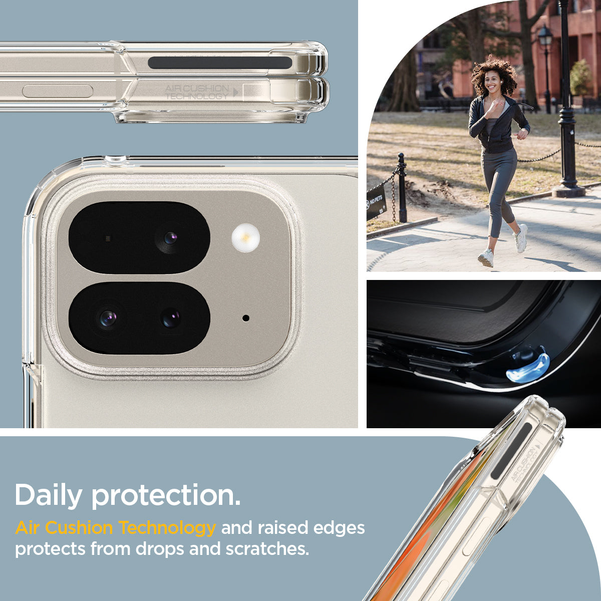 ACS07588 - Pixel 9 Pro Fold Case Ultra Hybrid in Crystal Clear daily protection. Air cushion technology and raised edges protects from drops and scratches.