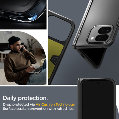 ACS07587 - Pixel 9 Pro Fold Case Slim Armor Pro in Black daily protection drop protected via air cushion technology. surface scratch prevention with raised lips.